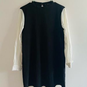 Black Zara Dress With White Puff Sleeves